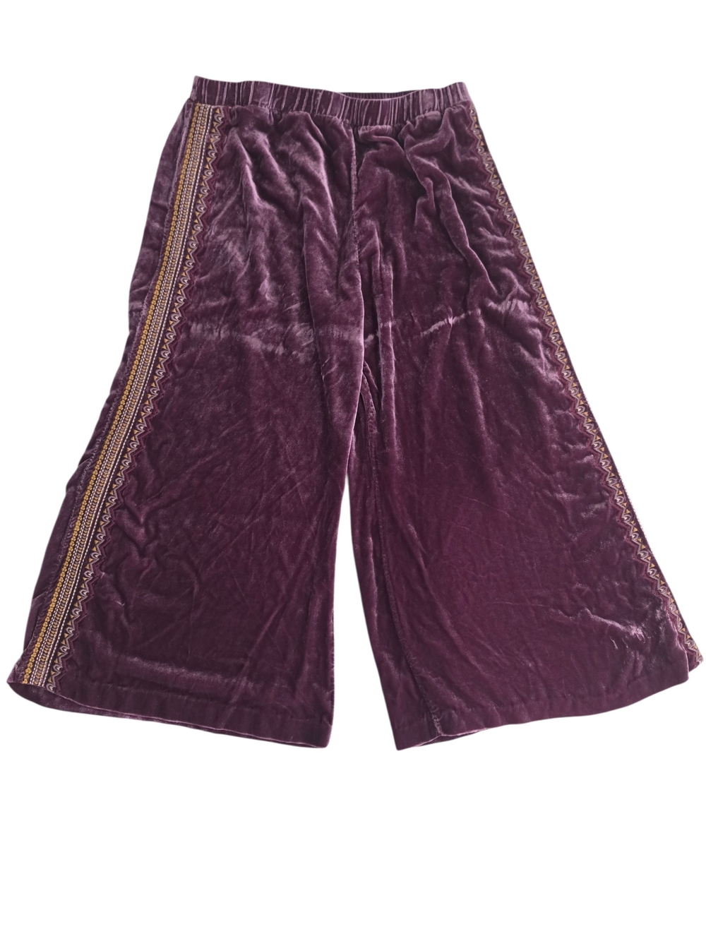 ⁠Johnny Was Shira Wide Leg Cropped Velvet Pants Size L BOHO